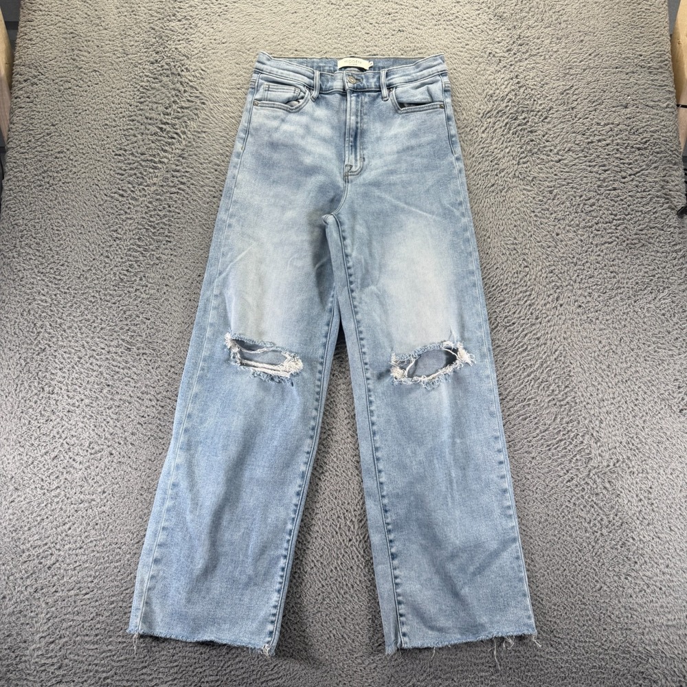 Hidden Jeans Womens 28x30 Blue Cotton Denim Wide-Leg Distressed Workwear Stretch - Picture 1 of 11